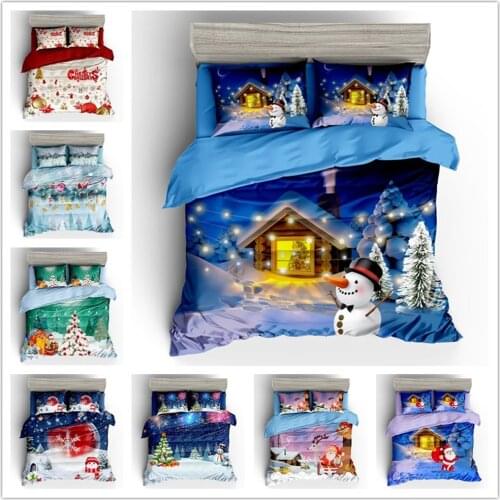 WAZIR 3D Christmas Print Bedding Set Duvet Cover Set Pillowcases Comforter Bedding Sets Home Textile Bedclothes Bed Linen