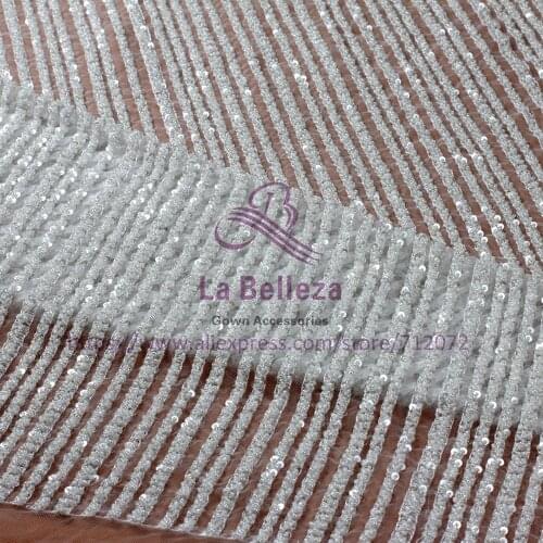 Hot popular green elegant straight line super heavy beaded on net yarn embroidery wedding dress/high-end dress lace fabric 1yard