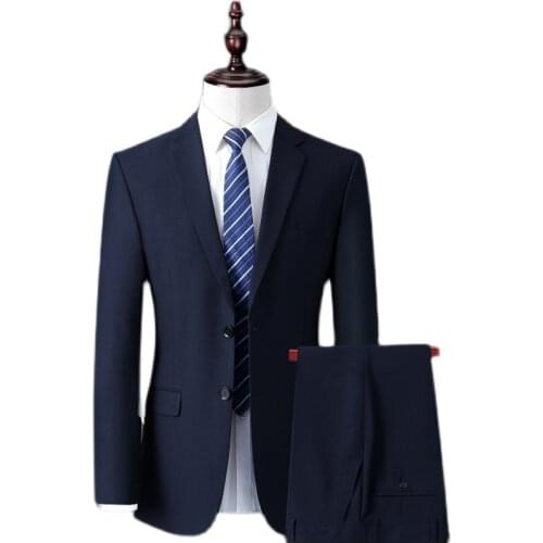 Men Skinny 2 Pieces Set Formal Slim Fit Tuxedo Prom Suit / Male Groom Wedding Blazers High Quality Dress Jacket Coat Pants