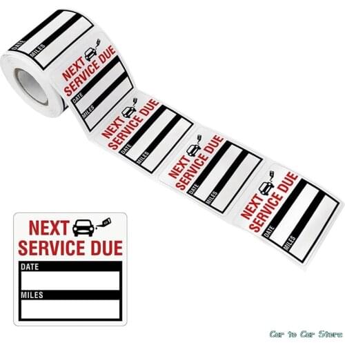 150Pcs/Roll Oil Change/Service Reminder Stickers Window Sticker PET Adhesive Labels Car Sticker "NEXT SERVICE DUE"