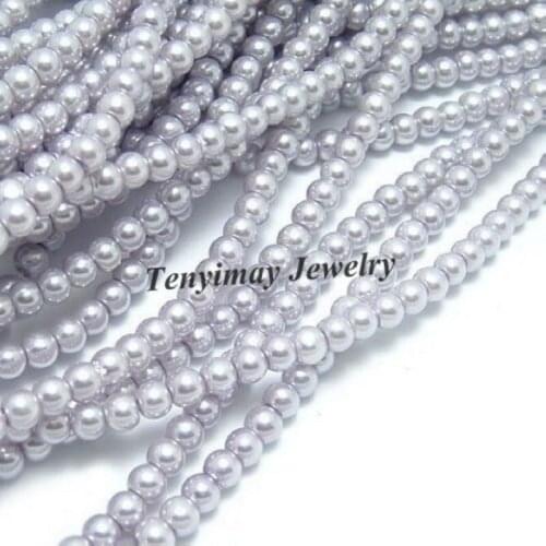 Wholesale 5 Strands 85cm/Strand 6mm Silver Grey Imitation Pearls, Cheap Imitation Pearls Free Shipping