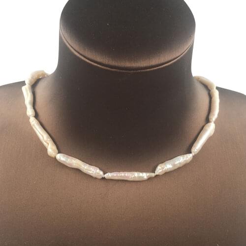 FREE SHIPPING ,30 cm BIWA PEARL NECKLACE,100% NATURE FRESHWATER PEARL NECKLACE-15-30MM MINI BIWA BAROQUE PEARL