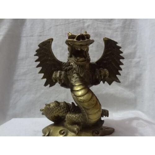 Song voge gem S2360 7" Chinese Brass Myth Dragon Claw King Set Tibet Bronze Redpoll Buddha Statue