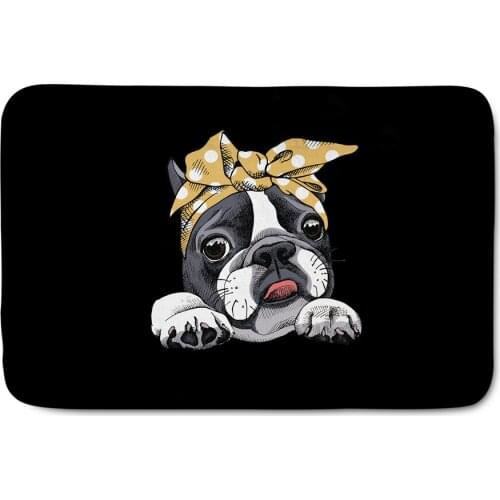 Upetstory Boston Terriers Printed Anti-slip Floor Mat Indoor Outdoor Doormat Soft Flannel Living Room Door Mats Kitchen Mat