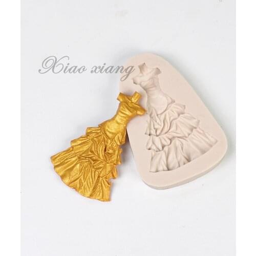 DIY Wedding Dress Silicone Cake Molds For Baking Fondant Cake Decorating Tools Sugarcraft Cupcake Chocolate Molds M1136