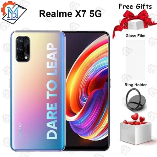 Realme X7 5G Mobile Phone 6.4 inch 8GB+128GB MediaTek 800U Octa-core 64MP Quad Cameras 4300mAh 65W Fast Charger Smartphone