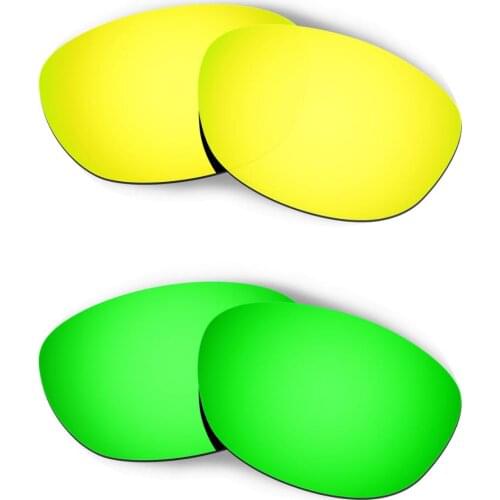 HKUCO For Fives 2.0 Sunglasses Replacement Polarized Lenses 2 Pairs - Gold & Green