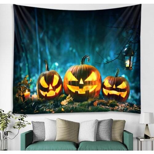Horror Pumpkin Halloween Decoration Tapestry Party Decoration Tapestry Mandala Mysterious Bohemian Wall Tapestry Hanging Bedroom