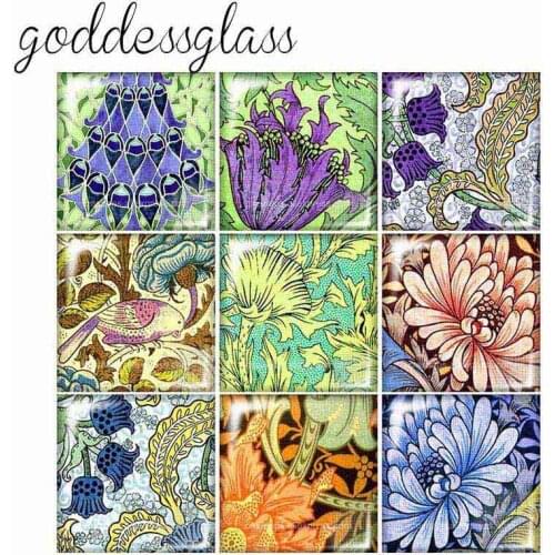 Vintage flowers brids beauty 12mm/20mm/25mm/30mm Square photo glass cabochon demo flat back Making findings FB0012