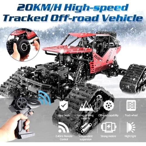Alloy Remote Control Off-road Vehicle Four-wheel Drive Caterpillar Type Total Terrain Vehicle To Climb Wireless Charge Toys