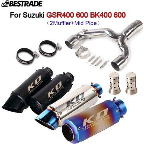 For Suzuki GSR400 600 BK400 600 All Year Motorcycle Exhaust System 51mm Muffler Pipe Middle Link Connect Pipe Stainless Steel