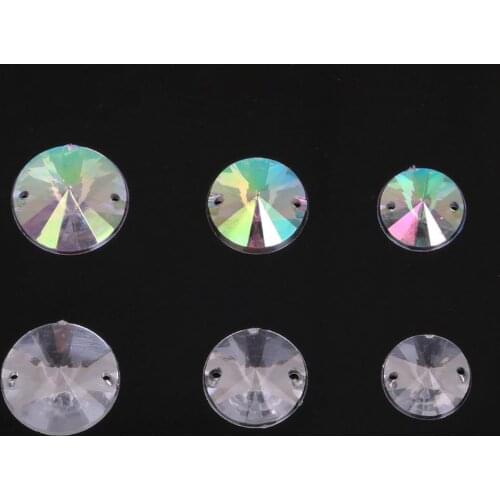 Hot Sale White AB 12-16mm Bright Round Flatback Acrylic Rhinestones Sewing For Clothing Applique DIY Craft Decoration