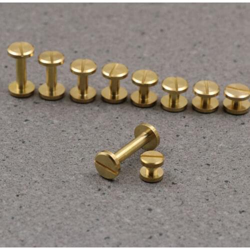 10pcs Solid Brass Binding Chicago Screws Nail Stud Rivets For Photo Album Leather Craft Studs Belt Wallet Fasteners 10mm cap