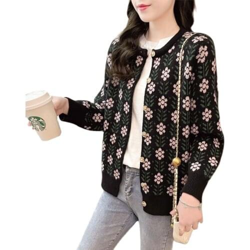 Knitted Sweater Cardigan Women 2021 New Autumn Casual Loose Full Sleeve Single-breasted Elegant Tops Cardigans Jackets Female