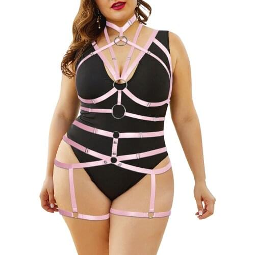 Sexy Lingerie Exotic Costumes Erotic Plump Womens Underwear Set Plus Size Harness Garter Belts Gothic Bondage Stocking Straps