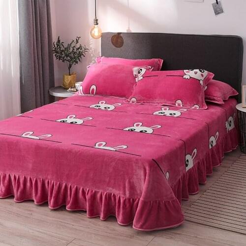 Winter Warm Coral Fleece Bed Sheet Thicken Size Velvet Queen Bedsheet Soft Flat Plush Sheet Bed King Sheet