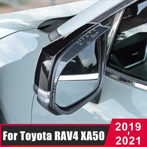 For Toyota RAV4 2019 2020 2021 RAV 4 XA50 Carbon Fiber Car Rearview Mirror Rain Eyebrow Rainproof Covers Trim Accessories
