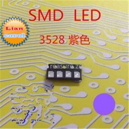 200pcs 3528 1210 UV Purple SMD LED Chip 20mA DC 3V Ultraviolet 395nm - 400nm Light Emitting Diode Ultra Violet SMT LED Bead Lamp