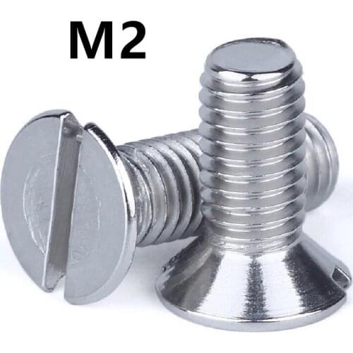 200pcs/lot M2x5/6/8/10/12/14/16/18/20mm DIN963 GB68 Stainless steel countersunk head slotted screw flat groving machine screws