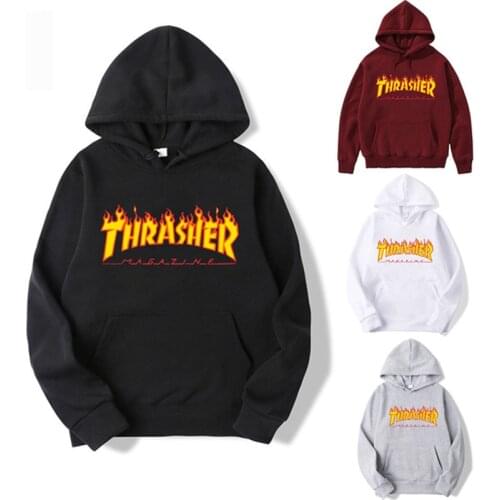 2021 Womens Hooded Thrasher Flame Print New Womens Sweatshirt Multiple Colors