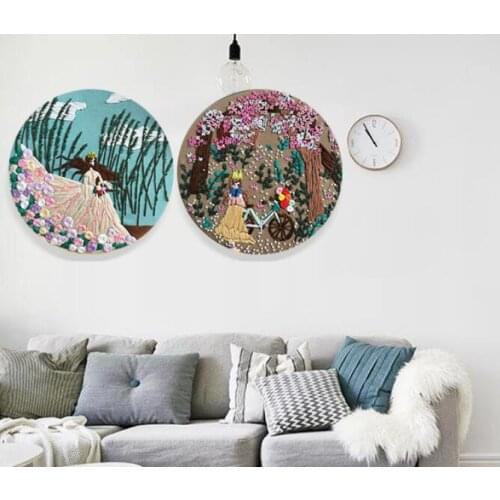 20x20cm Girl embroidery European embroidery kit simple three-dimensional embroidery Ribbon kit embroidery needlework