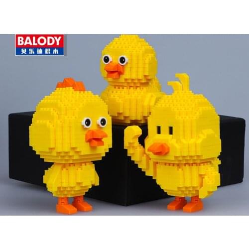 Balody Mini Blocks Yellow Rubber Duck Cartoon Pig Model Building Bricks Wukong Doll Toys Anime Monkey Juguetes Gifts for Kids