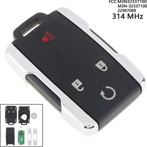 314MHz 4 Buttons Remote Car Key Fob with ID46 Chip M3N32337100 M3N-32337100 22997089 Keyless Entry Transmitter for Chevrolet