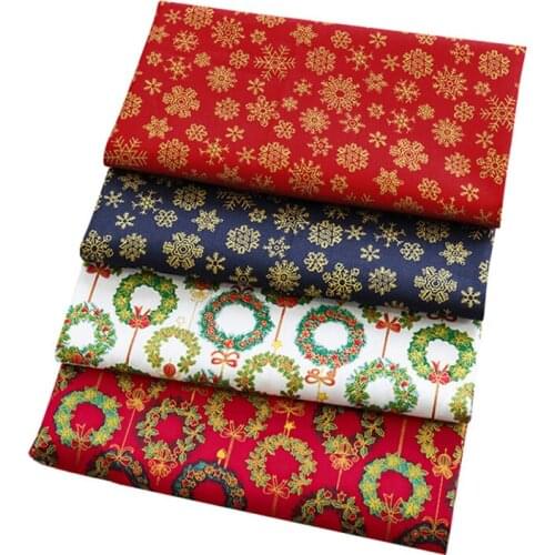 4PCS Mixed Color Japanese Style Bronzing Christmas Patchwork Fabric DIY Sewing Craft Garment Doll Decoration Accessories