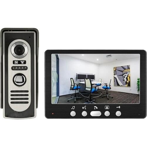 7 Inch HD Liquid Crystal Metal External Machine Night Vision Waterproof One Key Lock Visual Intercom Wall-mounted Installation