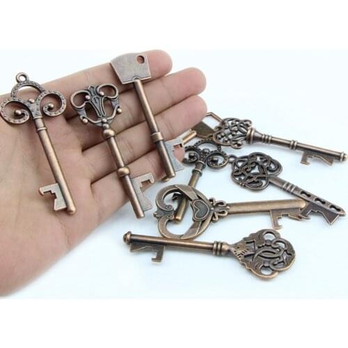 9 pieces/lot Vintage Metal Neckalce DIY Charms Pendants Fashion Handmade Decoration Key Shape Charms for Jewelry Making