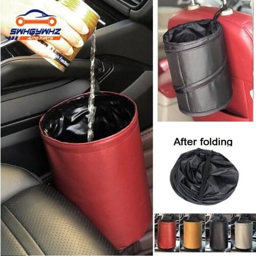 Car Storage Busket Interior Rubbish Container For Waste Organizer Holder Waterproof Garbage Can Trash Bin Folding Auto Accessori