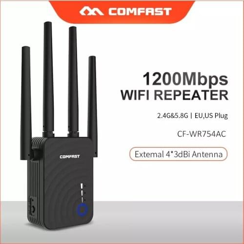 Original Wi fi Repeater 1200Mbps 5Gh 802.11ac Mini Wireless N Router Wifi Repeater Long Range Extender Booster 4 network antenna