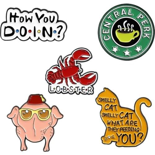 BG982 Turkey Cartoon Enamel Pins Badge Cat Brooches Bag Clothes Lapel Pin Punk TV Show Jewelry Gift For Friends
