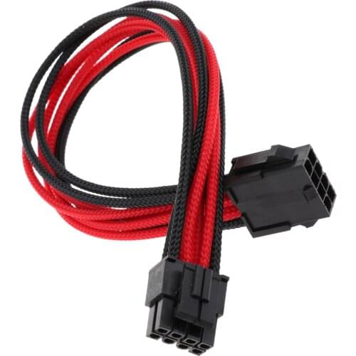 CPU 8 Pin Male to Female ATX Power Supply PSU Extension Cable Extender 30cm Black & Red
