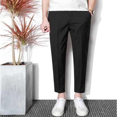 27-36 Spring And Summer Nine Points Trousers Men Slim Casual Tide Pants Feet Solid Color 9 Small Suit Pants Hairstylist Costumes