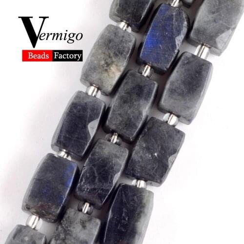 Natural Gem Cuboid Faceted Labradorite Beads For Jewelry Making 11*15mm 21pcs Spacer Loose Stone Beads DIY Bracelet Necklace 15"