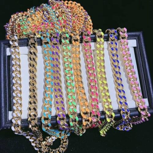 5meters/Lot Most Popular Enamel Twist Colorful Cuban Gold Filled Brass Chain For Jewelry Making