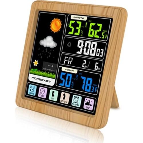 Digital Thermometer Hygrometer Wireless Weather Station Alarm Clock Night Light Indoor Outdoor LCD Display Temperature Meter