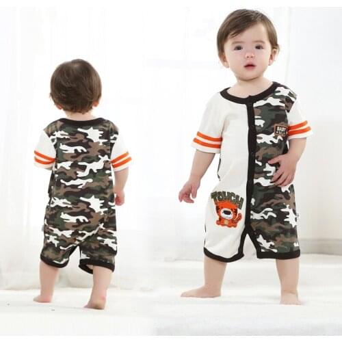 Tiger camo baby romper boys clothes set camouflage infant jumpsuits shortall short sleeve shirts one-piece clothes