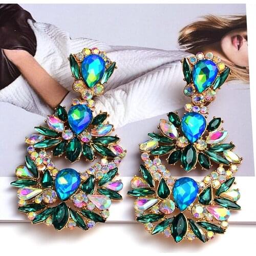 Personality Vintage Crystal Dangle Earrings Jewelry Rhinestone Summer Earrings For Women Girls Party Wholesale