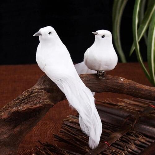12Pcs Artificial Feather Foam Dove Bird Clip on Tree DIY Plant Bonsai Ornaments
