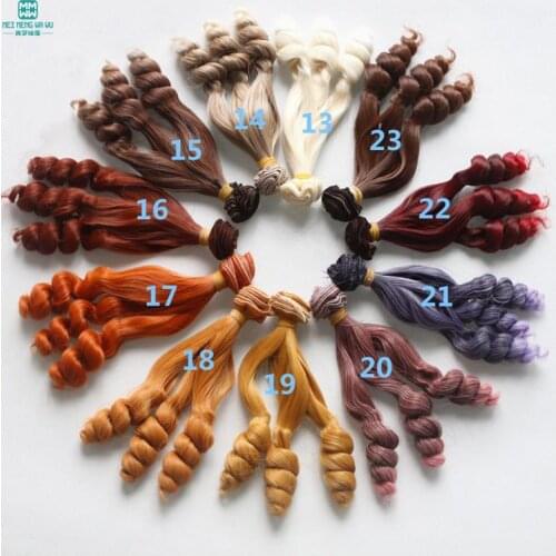 1pcs 15cm*100CM doll wigs fits 1/3 1/4 BJD/SD doll Screw curls black, brown, khaki, light gold hair for doll