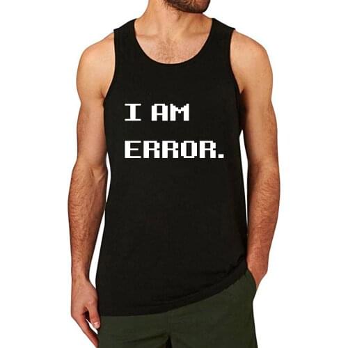 Lyprerazy Mens I AM ERROR. Workout Gym Funny Printed Tank Top