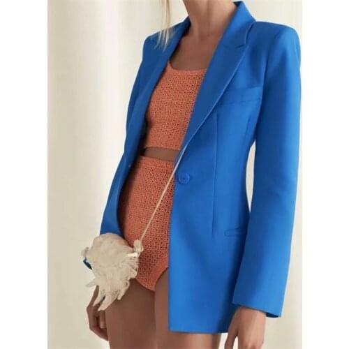 MESTTRAF Women 2021 Fashion Solid Color Single-Breasted Loose Suit Retro Long-Sleeved Patch Pocket Suit Jacket Streetwear