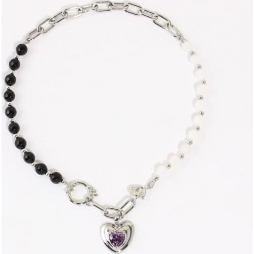 Love heart series metal wind love gem European and American niche design necklace