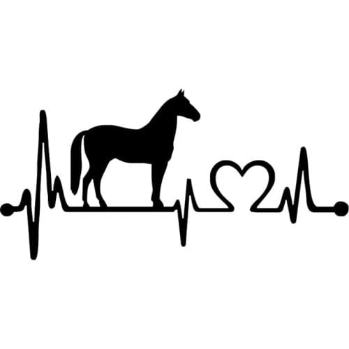 Car Sticker Fashion Horse Heartbeat Decoration Car Sticker Animal Shape Car Decal Decoration PVC Cover Scratch, 20cm*10cm