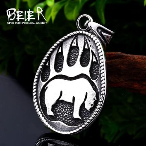 BEIER 316L stainless steel Viking bear mens pendant necklace classic animal bear claw high quality jewelry LLBP8-102P