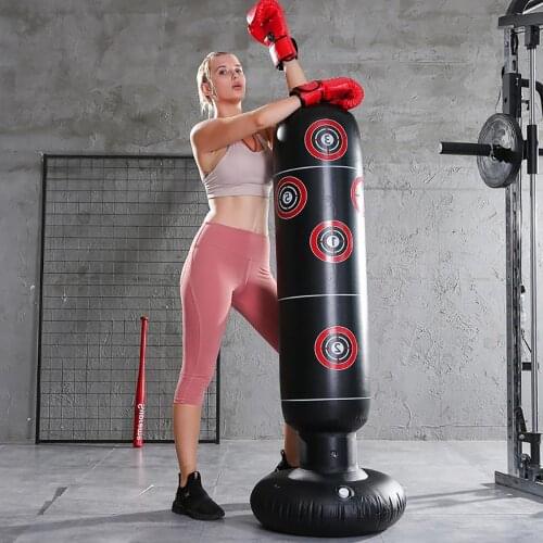 1.6M Inflatable Stress Punching Tower Bag Pressure Relief Bounce Back Sandbag Pump Boxing Standing Tumbler Muay Training Tool