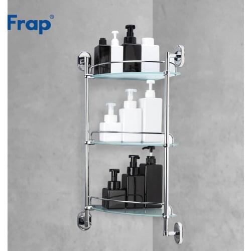 Frap Bathroom Shelf 3 layers Glass Toilet Multipurpose Shelves Wall mounted Bath Shampoo Basket Bathroom Accessories F1907-3