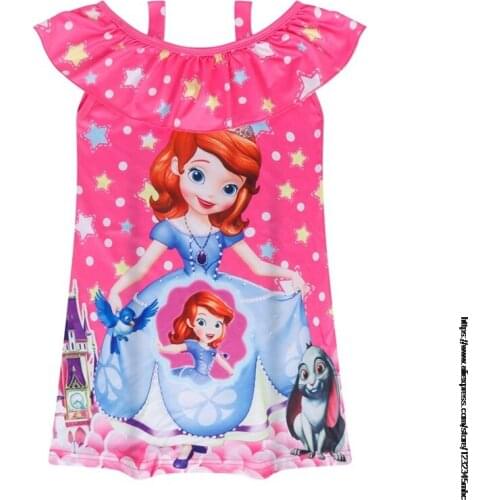 Disney Sofia Girls Nightgown Soft Pajama Childrens Outfits Princess Kids Night Cotton Summer Dress Sleepwear